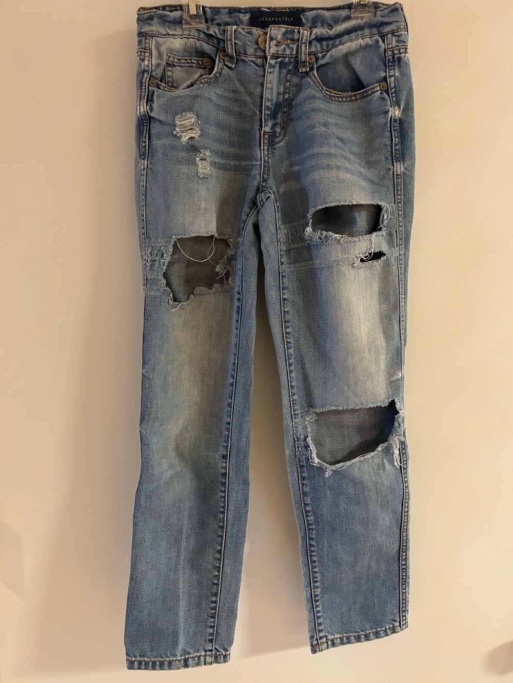Aeropostale Women's Light Blue Ripped Skinny Jeans